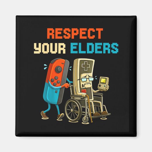 Respect Your Elders Retro Gaming Funny Gamer Contr マグネット (正面)