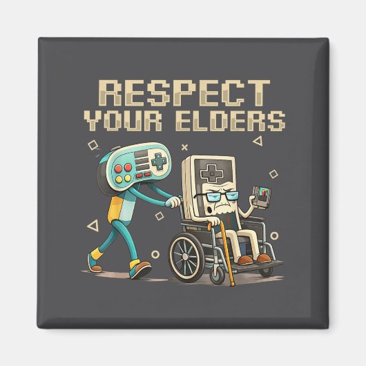 Respect Your Elders Retro Gaming Funny Gamer Contr マグネット (正面)