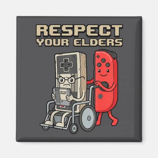 Respect Your Elders Retro Gaming Funny Gamer Contr マグネット (正面)