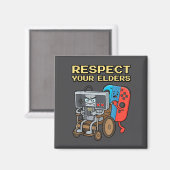 Respect Your Elders Retro Gaming Funny Gamer Contr マグネット (正面/裏面)