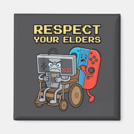 Respect Your Elders Retro Gaming Funny Gamer Contr マグネット (正面)