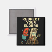 Respect Your Elders Retro Gaming Funny Gamer Contr マグネット (正面/裏面)