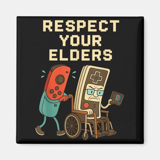 Respect Your Elders Retro Gaming Funny Gamer Contr マグネット (正面)
