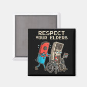 Respect Your Elders Retro Gaming Funny Gamer Contr マグネット (正面/裏面)