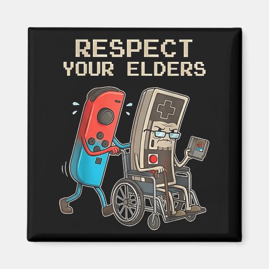 Respect Your Elders Retro Gaming Funny Gamer Contr マグネット (正面)