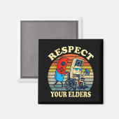 Respect Your Elders Retro Gaming Funny Gamer Contr マグネット (正面/裏面)