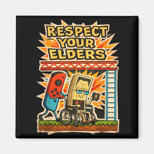 Respect Your Elders Retro Gaming Funny Gamer Contr マグネット (正面)