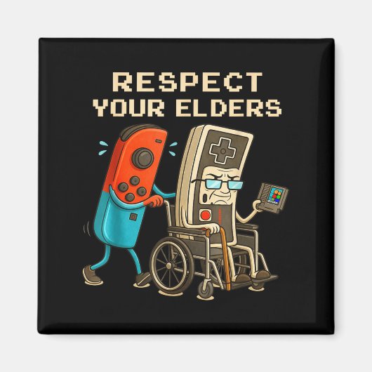 Respect Your Elders Retro Gaming Funny Gamer Contr マグネット (正面)
