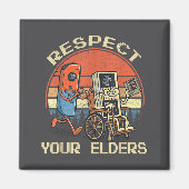 Respect Your Elders Retro Gaming Funny Gamer Contr マグネット (正面)