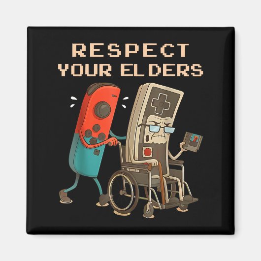 Respect Your Elders Retro Gaming Funny Gamer Contr マグネット (正面)