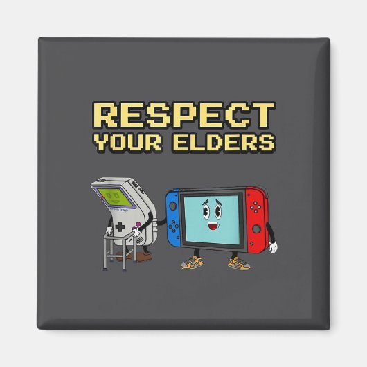 Respect Your Elders Retro Gaming Funny Gamer Contr マグネット (正面)
