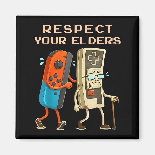 Respect Your Elders Retro Gaming Funny Gamer Contr マグネット (正面)