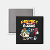 Respect Your Elders Retro Gaming Funny Gamer Contr マグネット (正面/裏面)