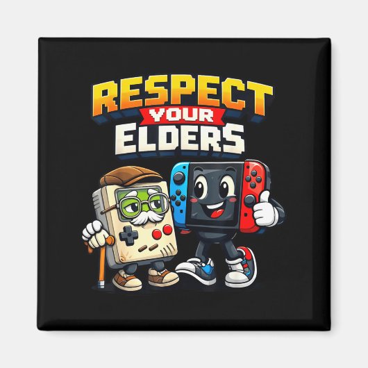 Respect Your Elders Retro Gaming Funny Gamer Contr マグネット (正面)
