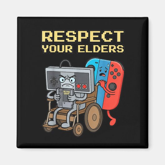 Respect Your Elders Retro Gaming Funny Gamer Contr マグネット (正面)