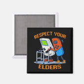 Respect Your Elders Retro Gaming Funny Gamer Contr マグネット (正面/裏面)