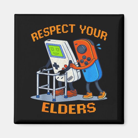 Respect Your Elders Retro Gaming Funny Gamer Contr マグネット (正面)
