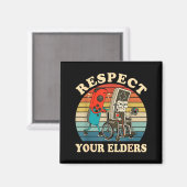 Respect Your Elders Retro Gaming Funny Gamer Contr マグネット (正面/裏面)
