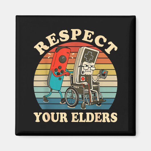 Respect Your Elders Retro Gaming Funny Gamer Contr マグネット (正面)