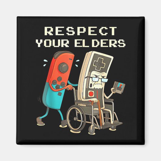 Respect Your Elders Retro Gaming Funny Gamer Contr マグネット (正面)