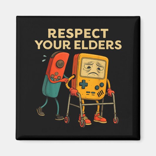 Respect Your Elders Retro Gaming Funny Gamer Contr マグネット (正面)