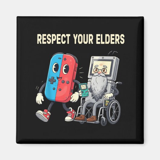 Respect Your Elders Retro Gaming Funny Gamer Contr マグネット (正面)