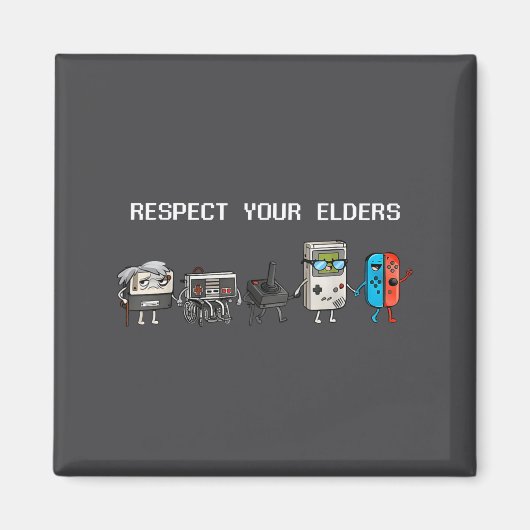 Respect Your Elders Retro Gaming Funny Gamer Contr マグネット (正面)