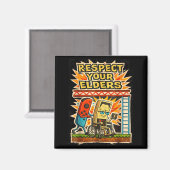 Respect Your Elders Retro Gaming Funny Gamer Contr マグネット (正面/裏面)