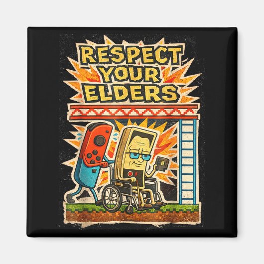 Respect Your Elders Retro Gaming Funny Gamer Contr マグネット (正面)