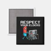 Respect Your Elders Retro Gaming Funny Gamer Contr マグネット (正面/裏面)