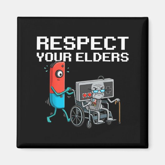 Respect Your Elders Retro Gaming Funny Gamer Contr マグネット (正面)
