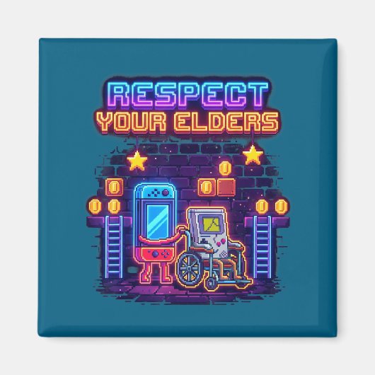 Respect Your Elders Retro Gaming Funny Gamer Contr マグネット (正面)