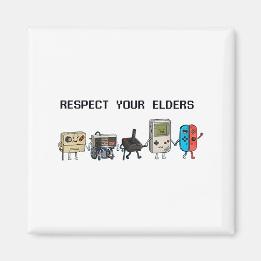 Respect Your Elders Retro Gaming Funny Gamer Contr マグネット (正面)