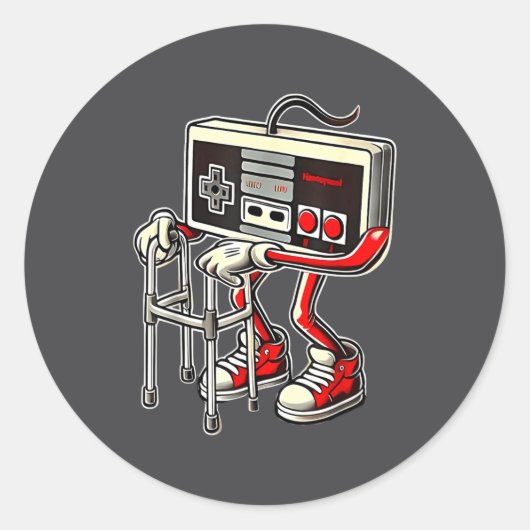 Respect Your Elders Retro Gaming Funny Gamer Contr ラウンドシール (正面)
