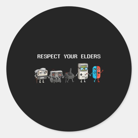 Respect Your Elders Retro Gaming Funny Gamer Contr ラウンドシール (正面)