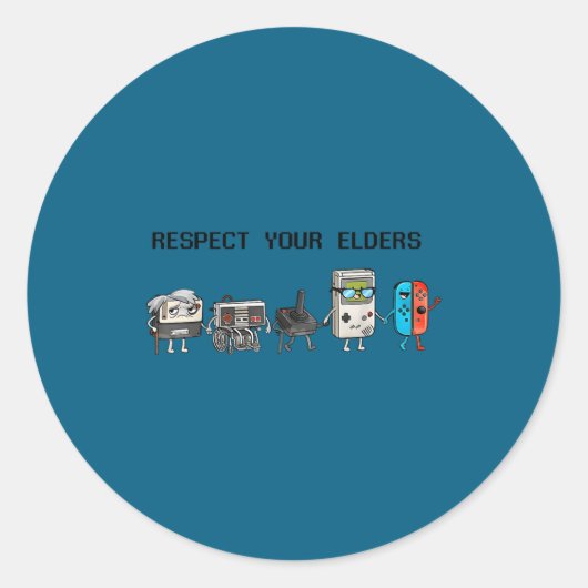 Respect Your Elders Retro Gaming Funny Gamer Contr ラウンドシール (正面)