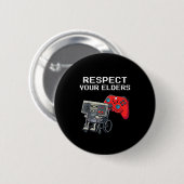 Respect Your Elders Retro Gaming Funny Gamer Contr 缶バッジ (正面&裏面)