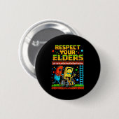 Respect Your Elders Retro Gaming Funny Gamer Contr 缶バッジ (正面&裏面)