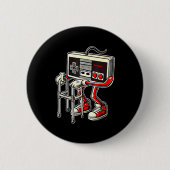 Respect Your Elders Retro Gaming Funny Gamer Contr 缶バッジ (正面)