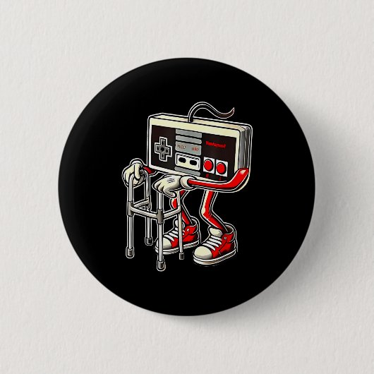 Respect Your Elders Retro Gaming Funny Gamer Contr 缶バッジ (正面)