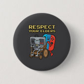 Respect Your Elders Retro Gaming Funny Gamer Contr 缶バッジ (正面)