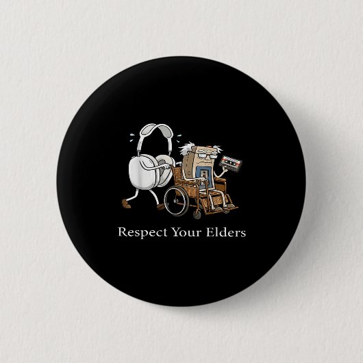 Respect Your Elders Retro Gaming Funny Gamer Contr 缶バッジ (正面)