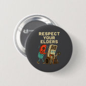 Respect Your Elders Retro Gaming Funny Gamer Contr 缶バッジ (正面&裏面)