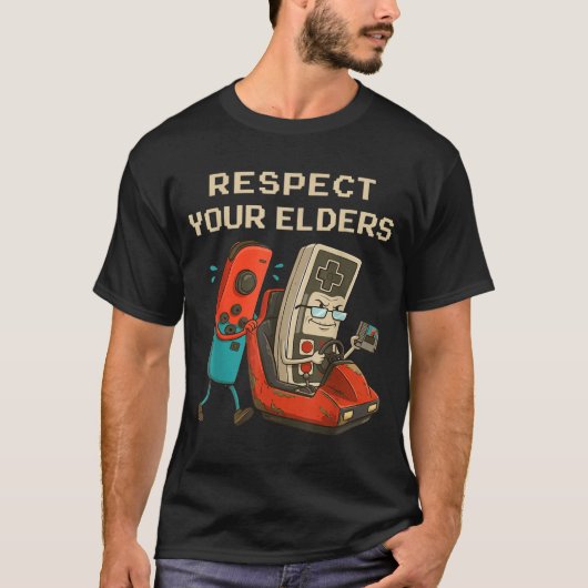 Respect Your Elders Retro Gaming Funny Gamer Contr Tシャツ (正面)
