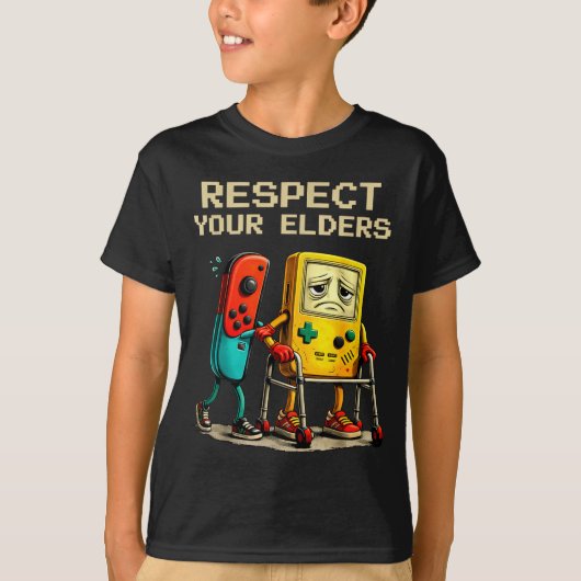 Respect Your Elders Retro Gaming Funny Gamer Contr Tシャツ (正面)