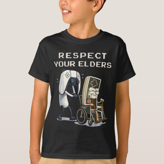 Respect Your Elders Retro Gaming Funny Gamer Contr Tシャツ (正面)