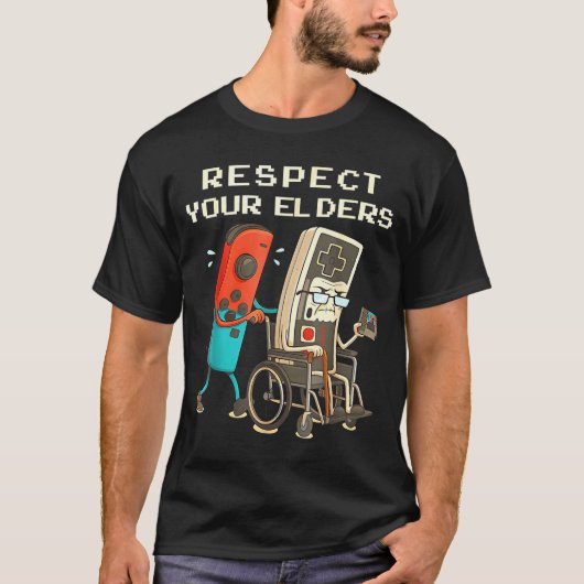 Respect Your Elders Retro Gaming Funny Gamer Contr Tシャツ (正面)