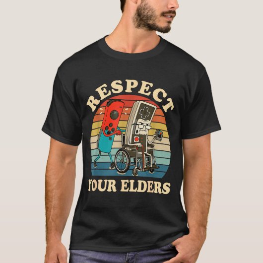 Respect Your Elders Retro Gaming Funny Gamer Contr Tシャツ (正面)