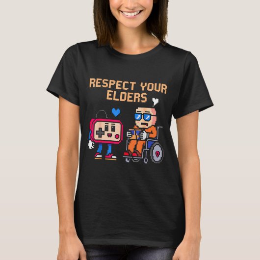 Respect Your Elders Retro Gaming Funny Gamer Contr Tシャツ (正面)