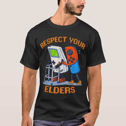 Respect Your Elders Retro Gaming Funny Gamer Contr Tシャツ (正面)
